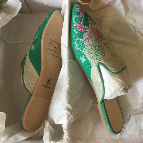 NEW Anthropologie Embroidered Slides - Picture 6 of 6